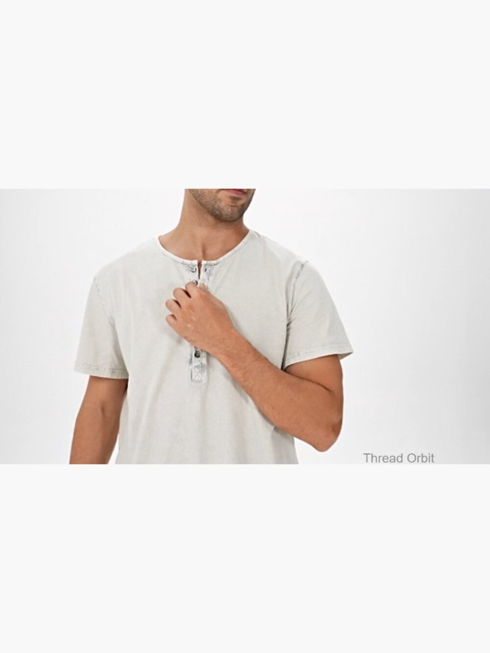 Mens Distressed Henley Shirt Retro Short Sleeve Tee Casual Button Down Washed - Picture 3 of 4